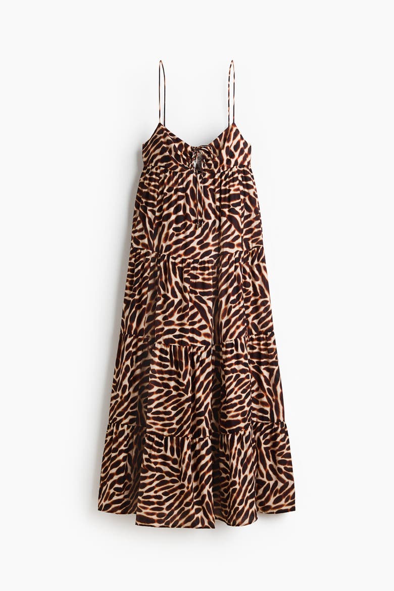 Tiered Strappy Dress, Alternate, color, Light beige/patterned
