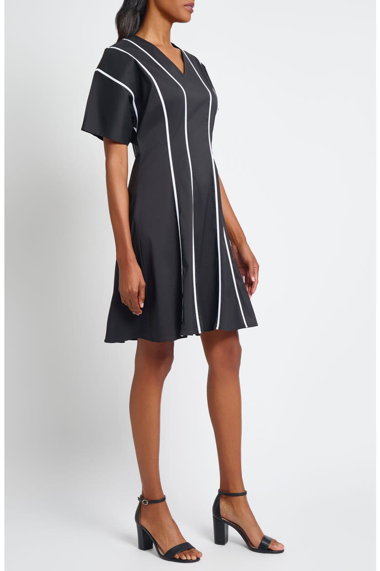 Stripe Flare Dress, Alternate, color, BLACK/ WHITE
