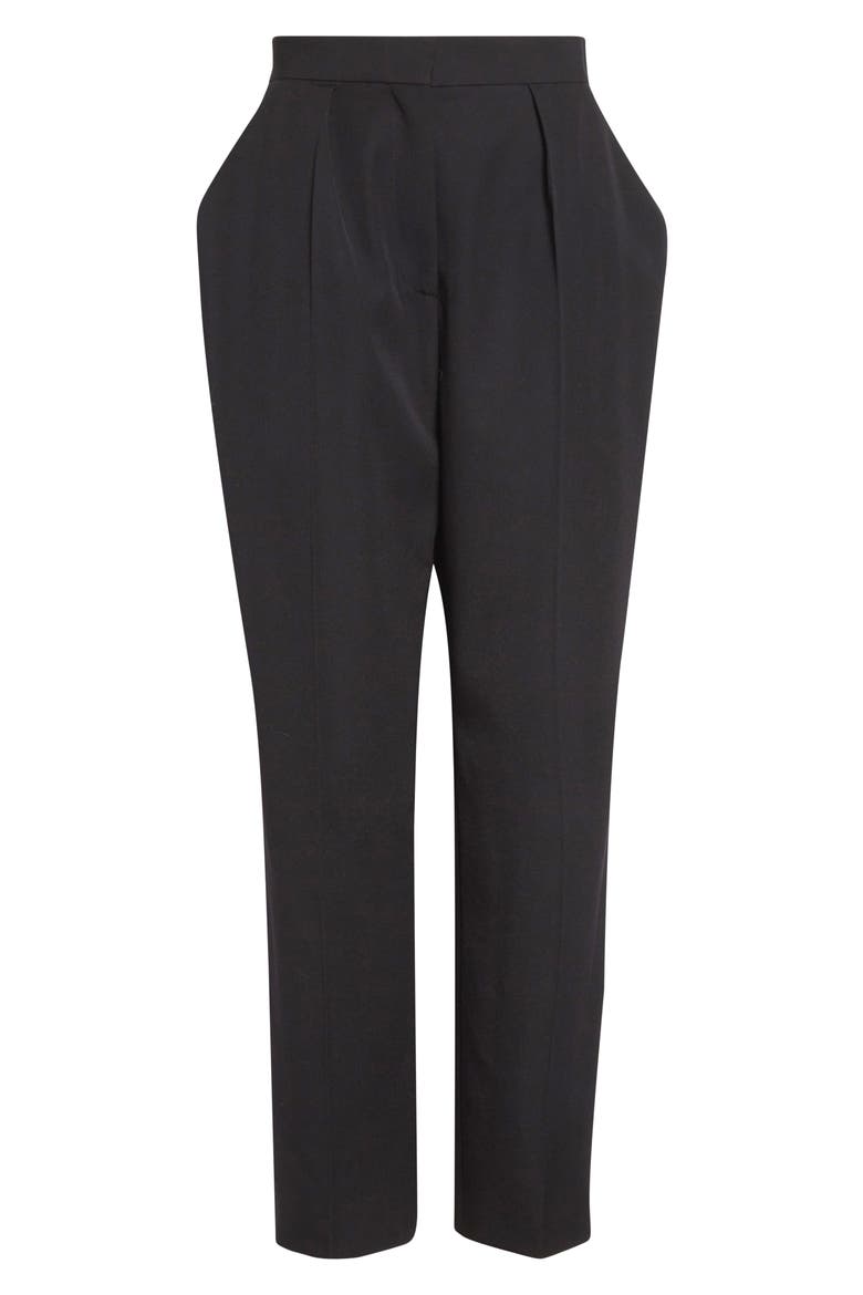 Tailored High Waist Wool Grain de Poudre Pants, Alternate, color, BLACK