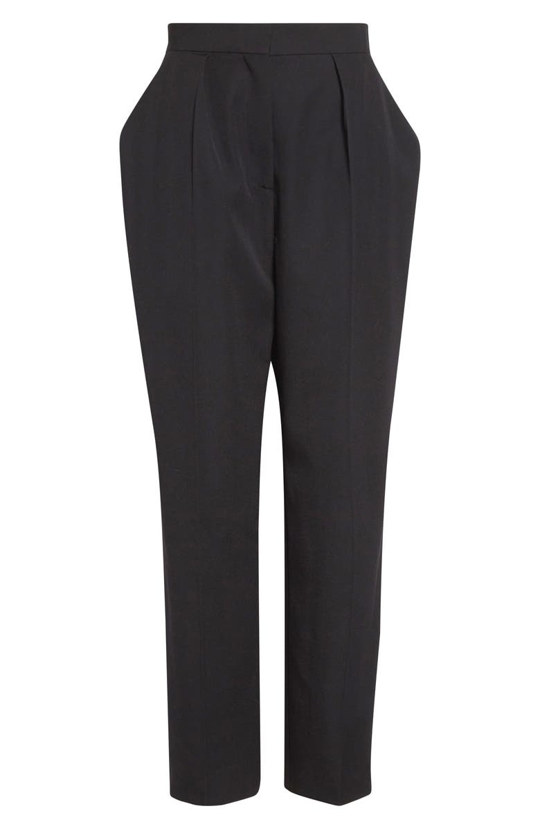 Balmain Tailored High Waist Wool Grain de Poudre Pants, Main, color, Black