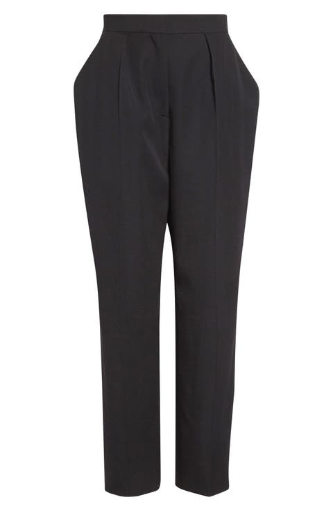 Tailored High Waist Wool Grain de Poudre Pants