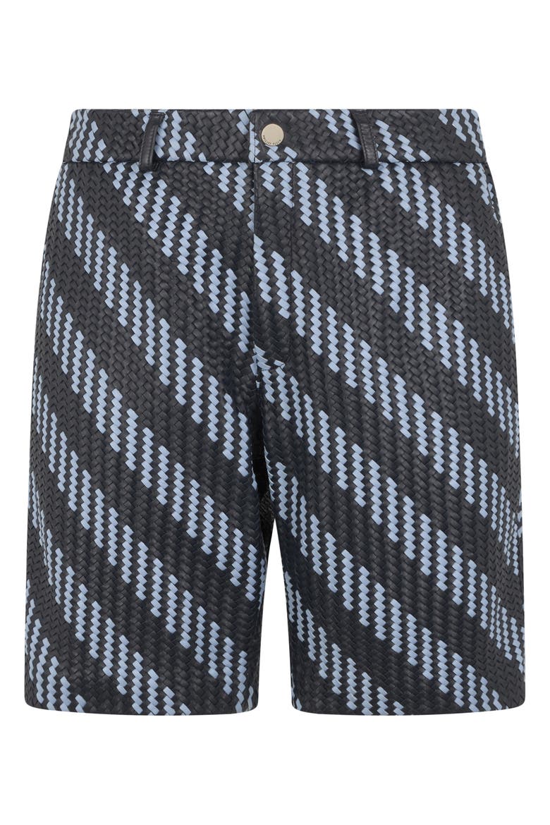 Weaved Leather Shorts Stripes Men, Main, color, navy