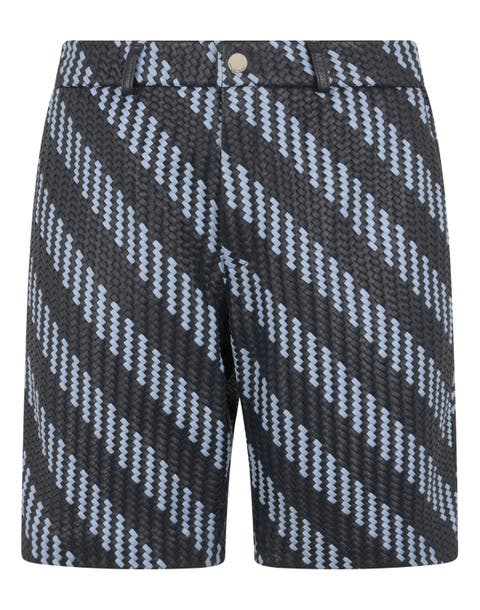 Weaved Leather Shorts Stripes Men