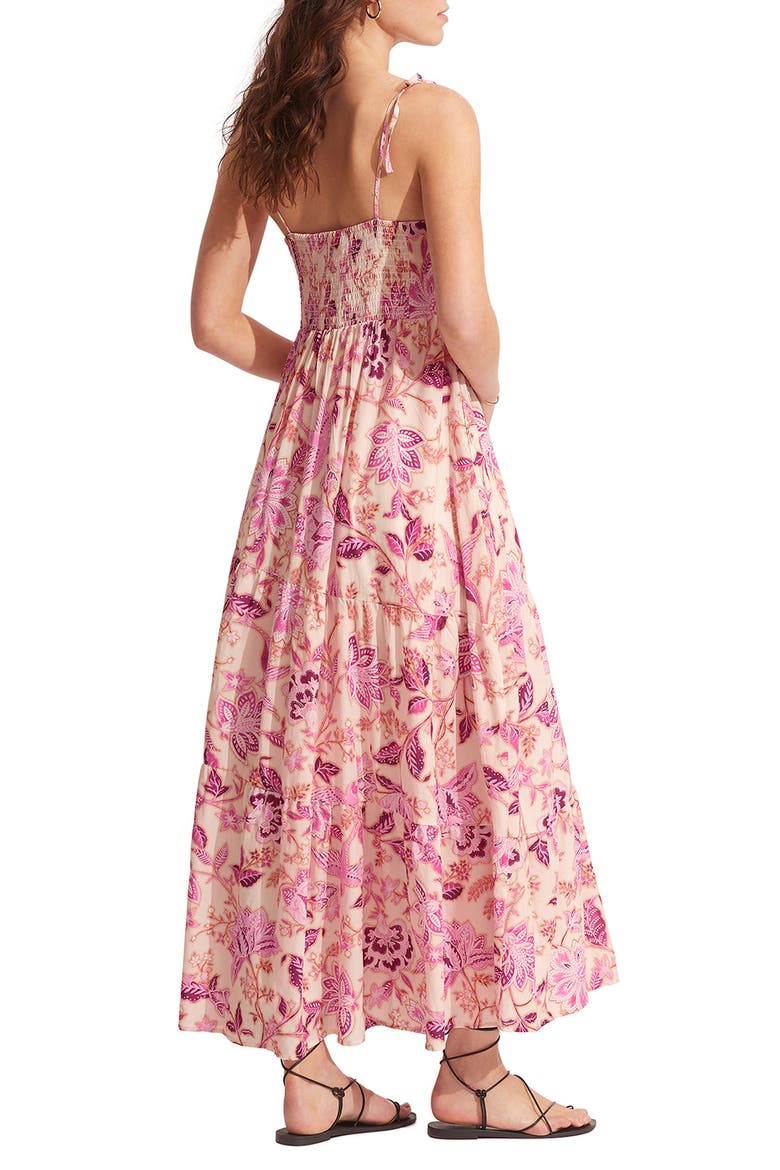 Silk Road Paisley Cotton Blend Midi Cover-Up Sundress, Alternate, color, PARFAIT PINK