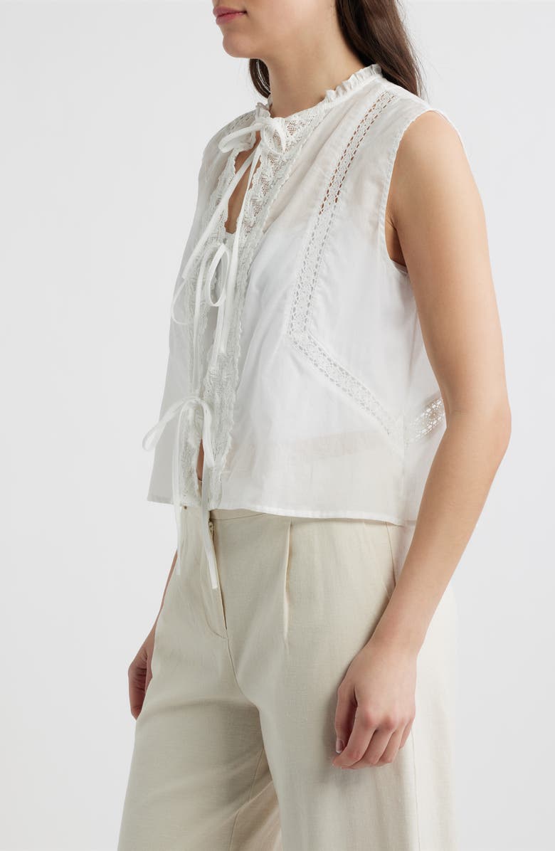 DELUC Rodas Lace Sleeveless Top, Alternate, color, Ecru