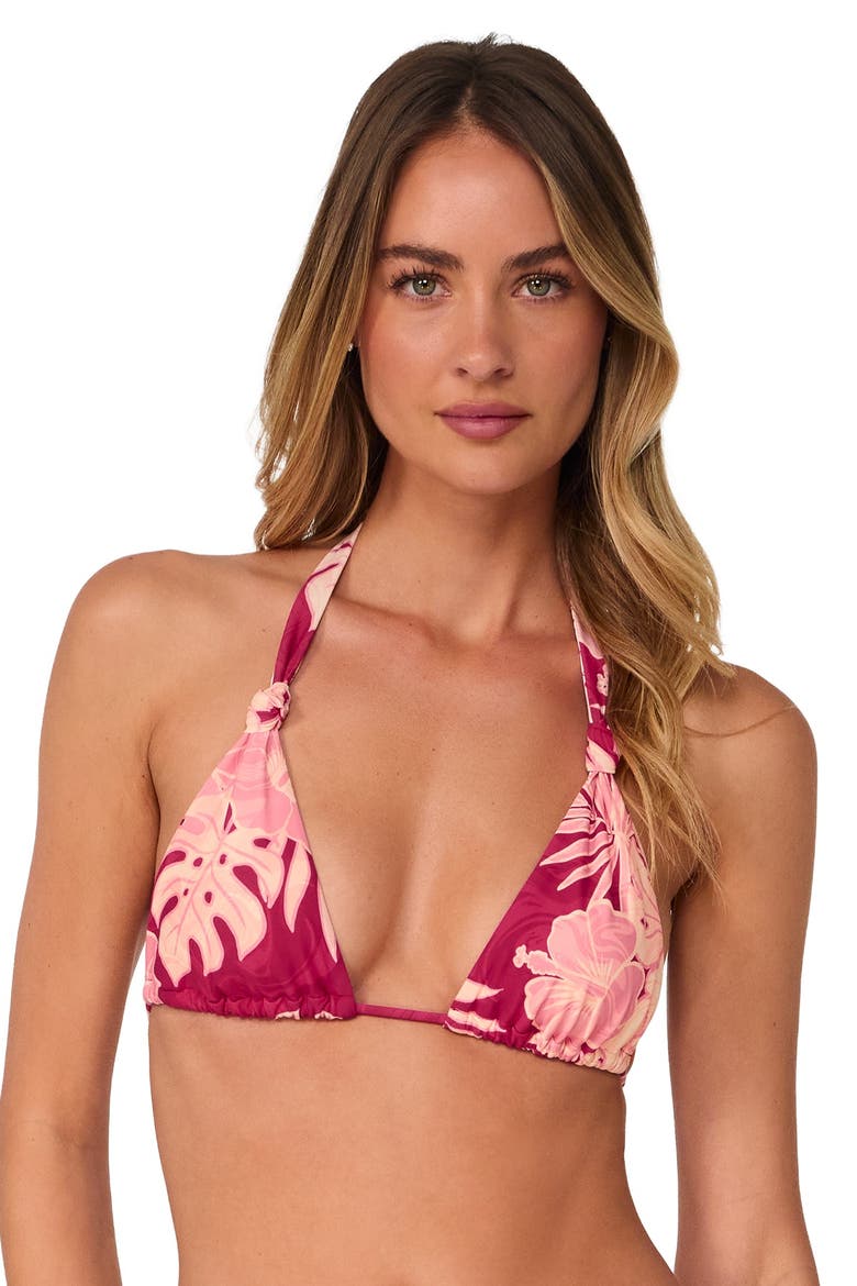Mila Triangle Bikini Swimsuit Top, Alternate, color, Ruby Bay