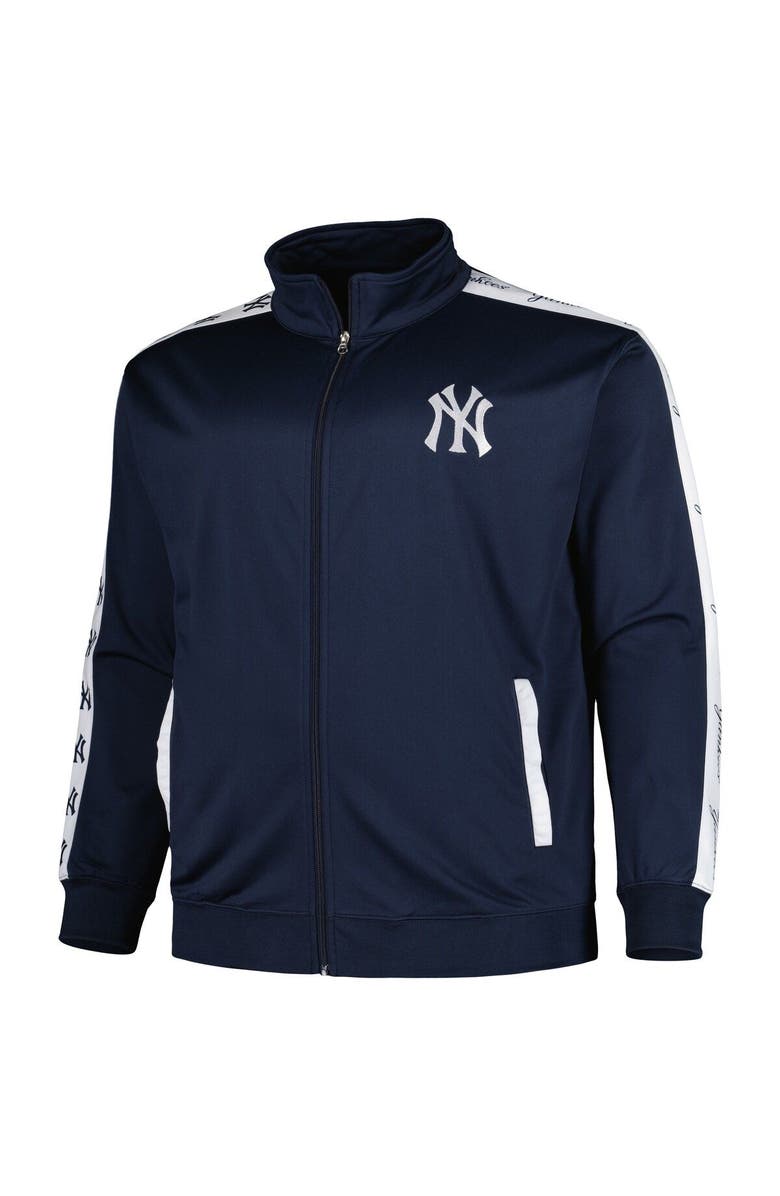 PROFILE Men's Navy New York Yankees Big & Tall Tricot Track Full-Zip Jacket, Alternate, color, Navy
