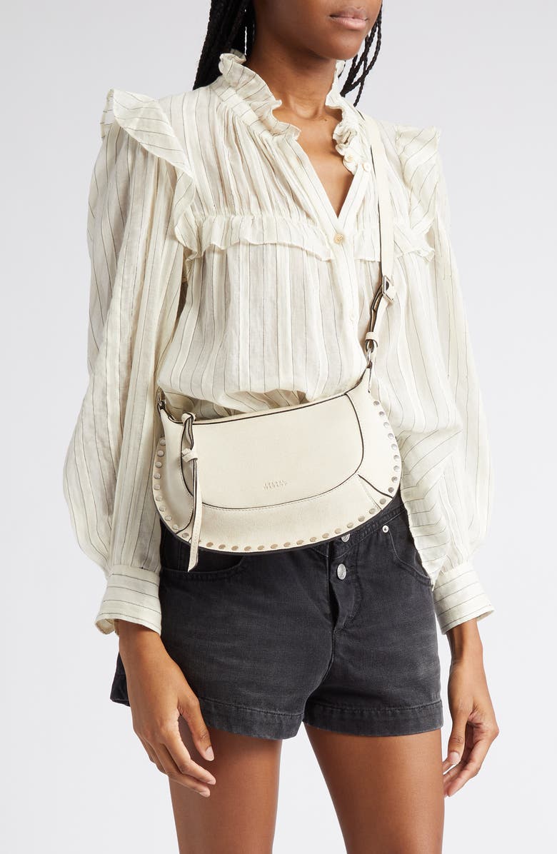 Isabel Marant Oskan Moon Suede Crossbody Bag, Alternate, color,