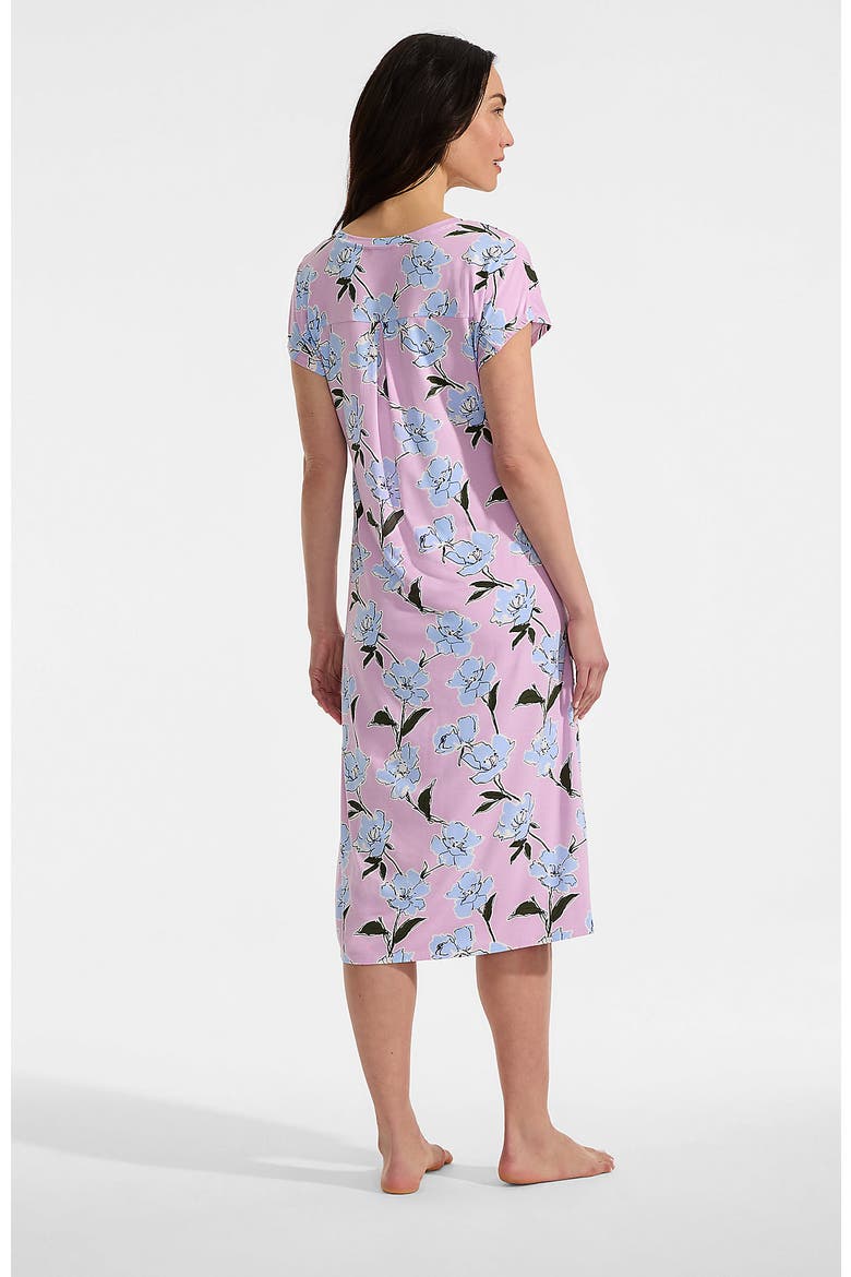 Short Sleeve Cooling Midi Nightgown, Alternate, color, Lilac Breeze Etched Floral