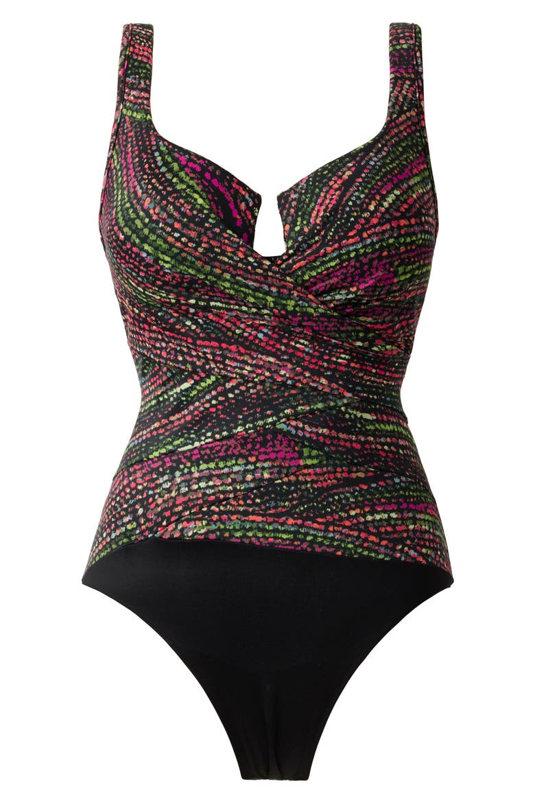 Light Show Escape Underwire One-Piece Swimsuit, Alternate, color, BLACK/ MULTI