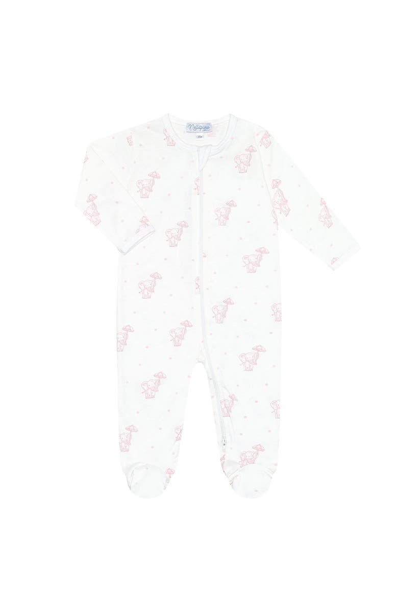 Nellapima Pink Elephant Zipper Footie - Baby, Main, color, Pink