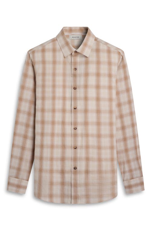 Bugatchi Julian Shaped Fit Plaid Button-up Shirt In Neutral