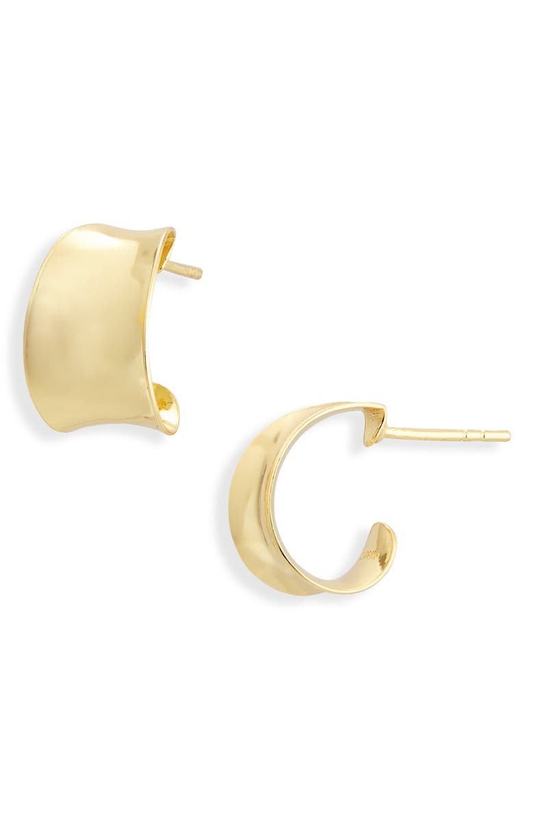 Argento Vivo Sterling Silver Wide Concave Hoop Earrings, Main, color, Gold
