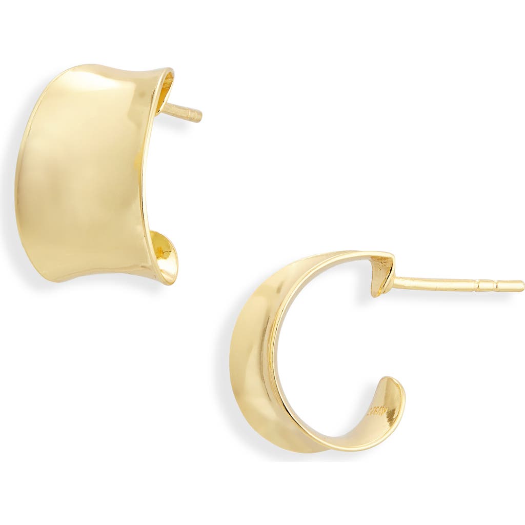 Argento Vivo Sterling Silver Wide Concave Hoop Earrings In Gold