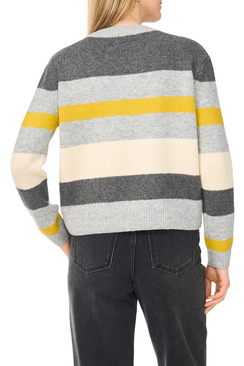 Stripe Crewneck Sweater, Alternate, color, MEDIUM HEATHER GREY