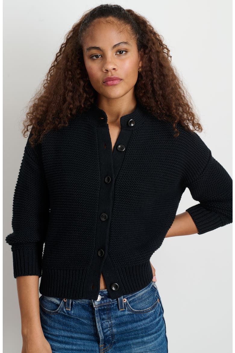 Chunky Cotton Cardigan, Alternate, color, BLACK