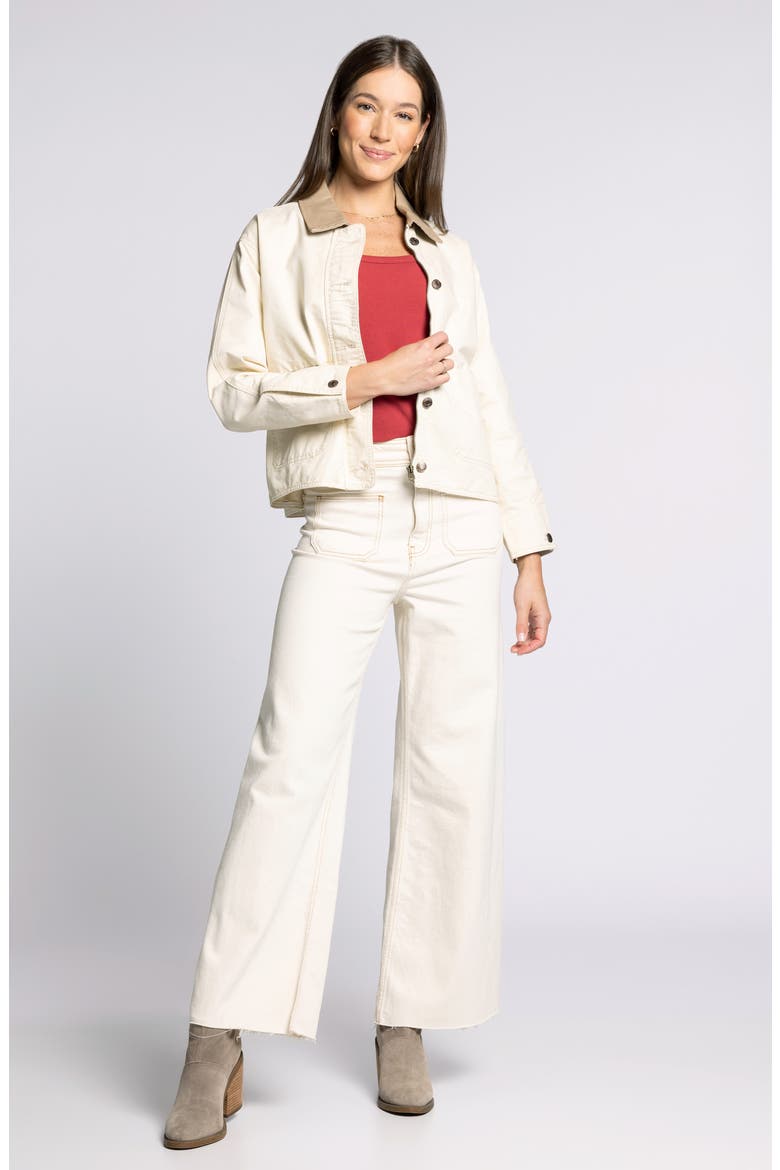 Zola Cotton Crop Barn Jacket, Alternate, color, ECRU