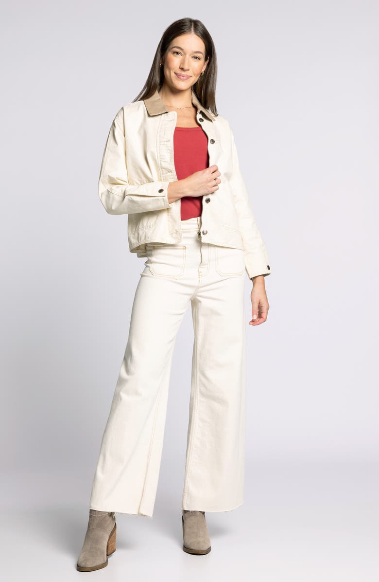 Thread & Supply Zola Cotton Crop Barn Jacket, Alternate, color, Ecru