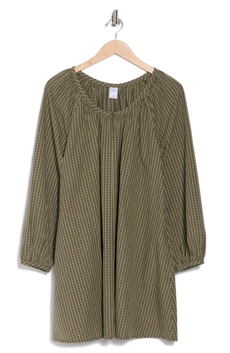 Melrose and Market Long Sleeve Cotton Trapeze Dress, Alternate, color, 