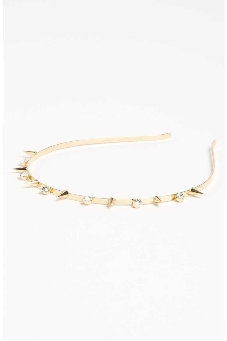 Rhinestone & Spike Headband, Main, color, GOLD