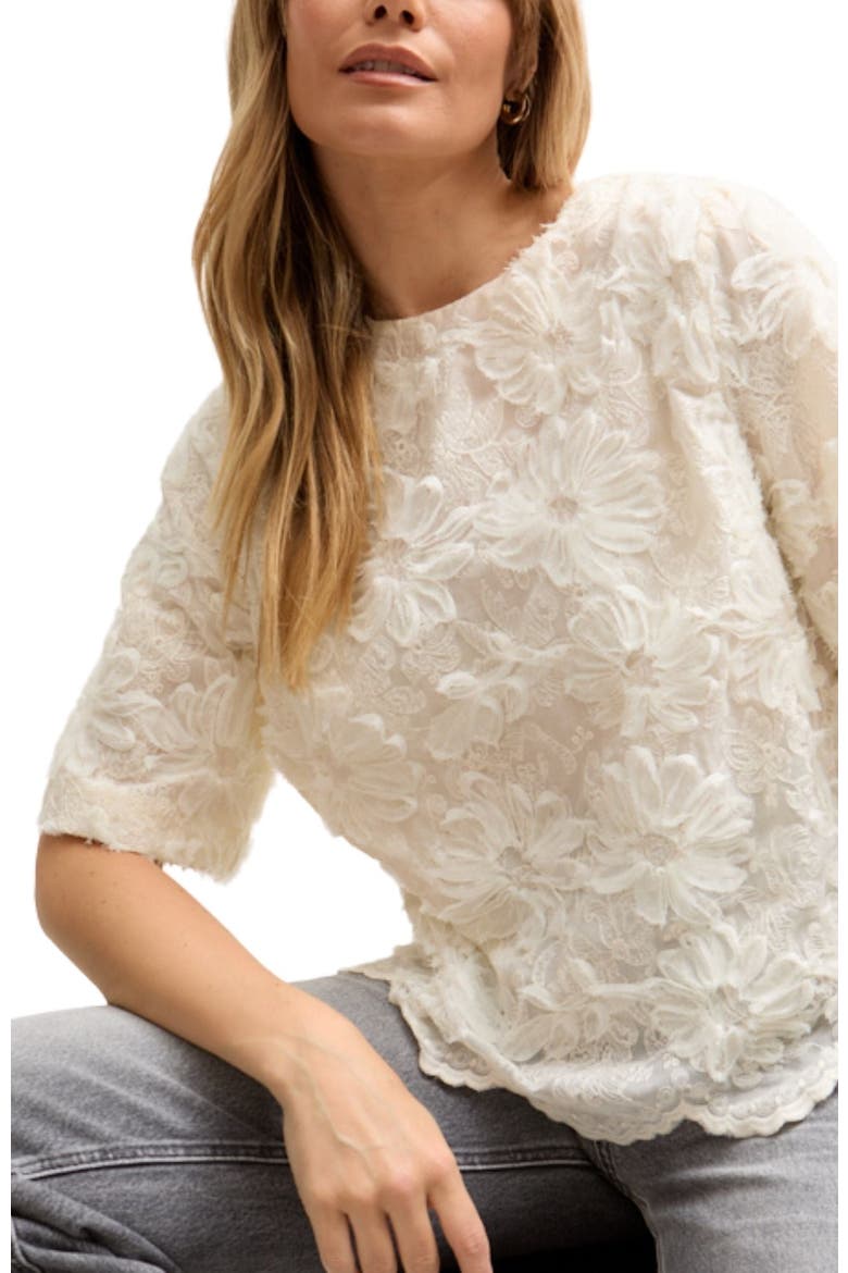 Lotus Ribbon Work Scallop Hem Top, Alternate, color, Natural