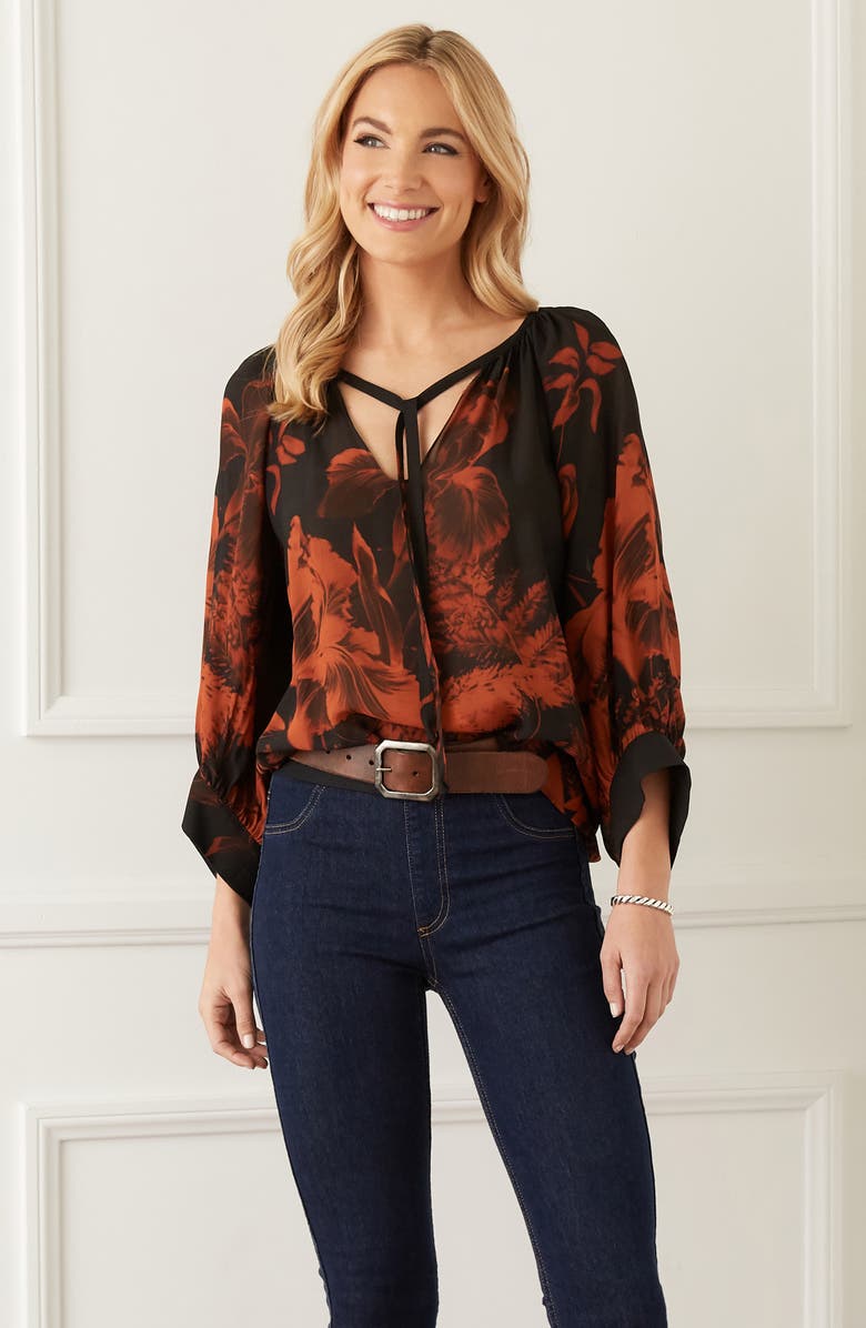 Karen Kane Blouson Sleeve Floral Top, Alternate, color,