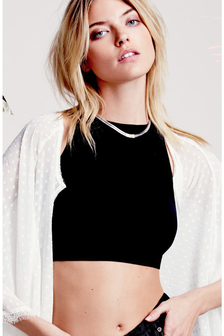 'Bella' Seamless Crop Tank, Alternate, color, BLACK