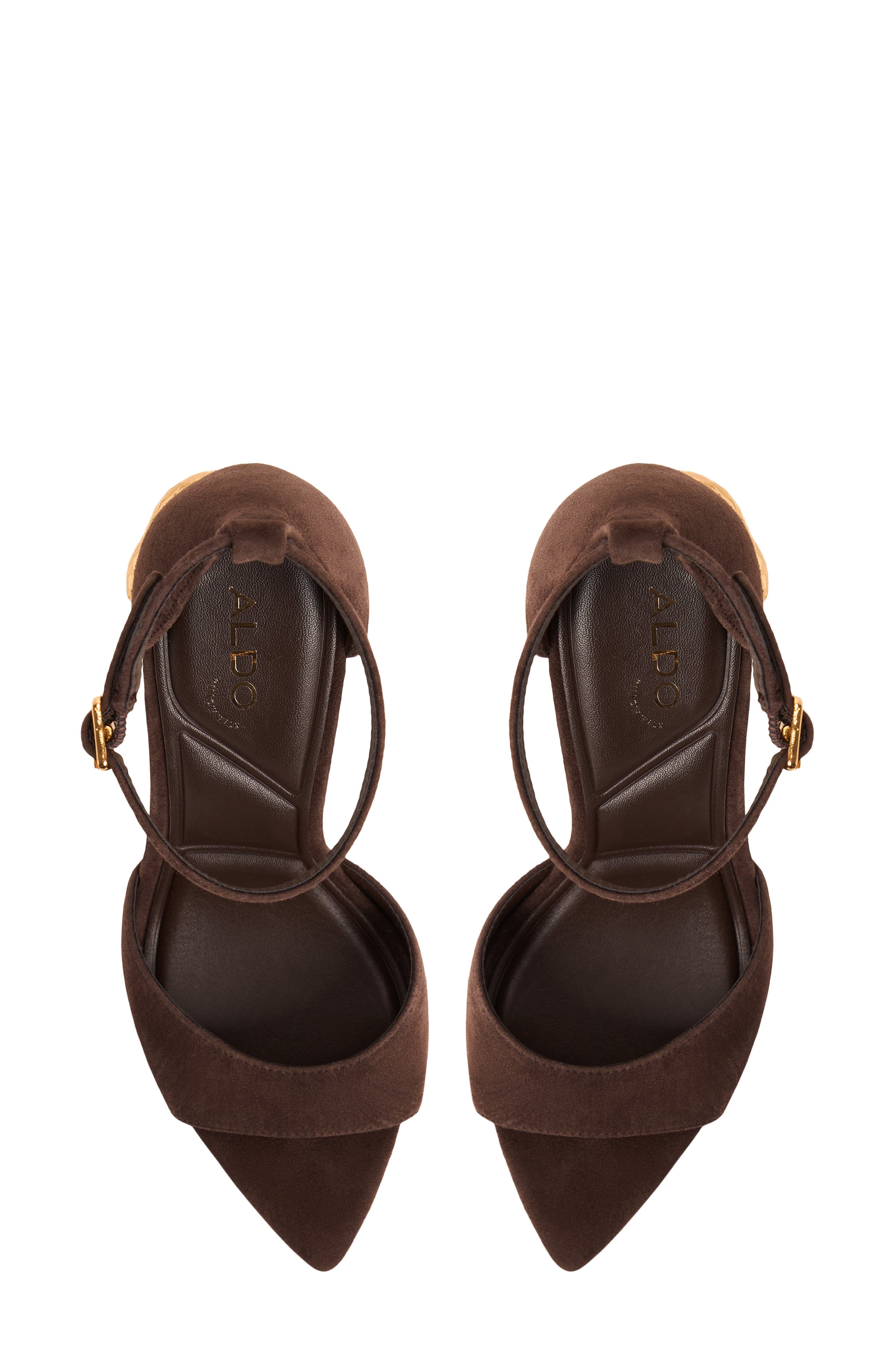 Medeza Ankle Strap Pointed Toe Sandal, Alternate, color, DARK BROWN