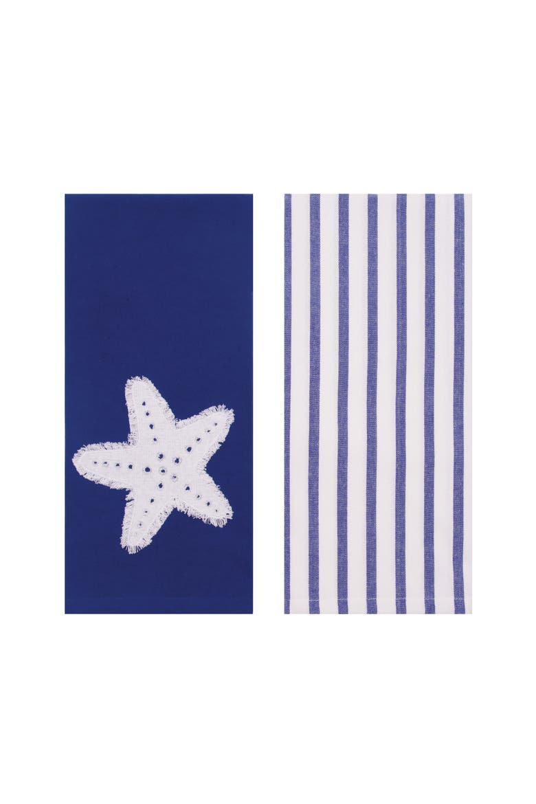Coastal Tufted Striped Towels Set of 2, Alternate, color, Blue
