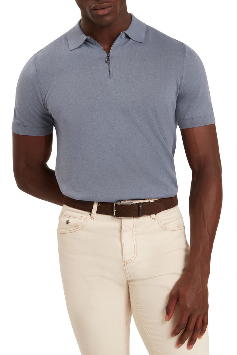 Givrans Zip Polo Sweater, Main, color, TEAL-BLUE