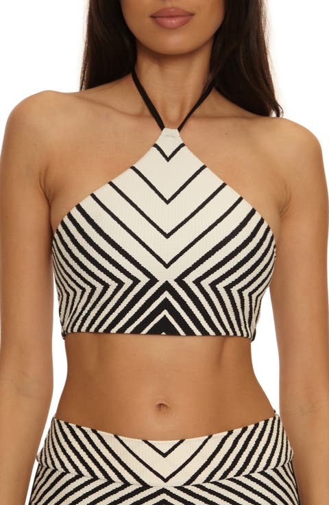 Net Stripe Rib Bikini Top