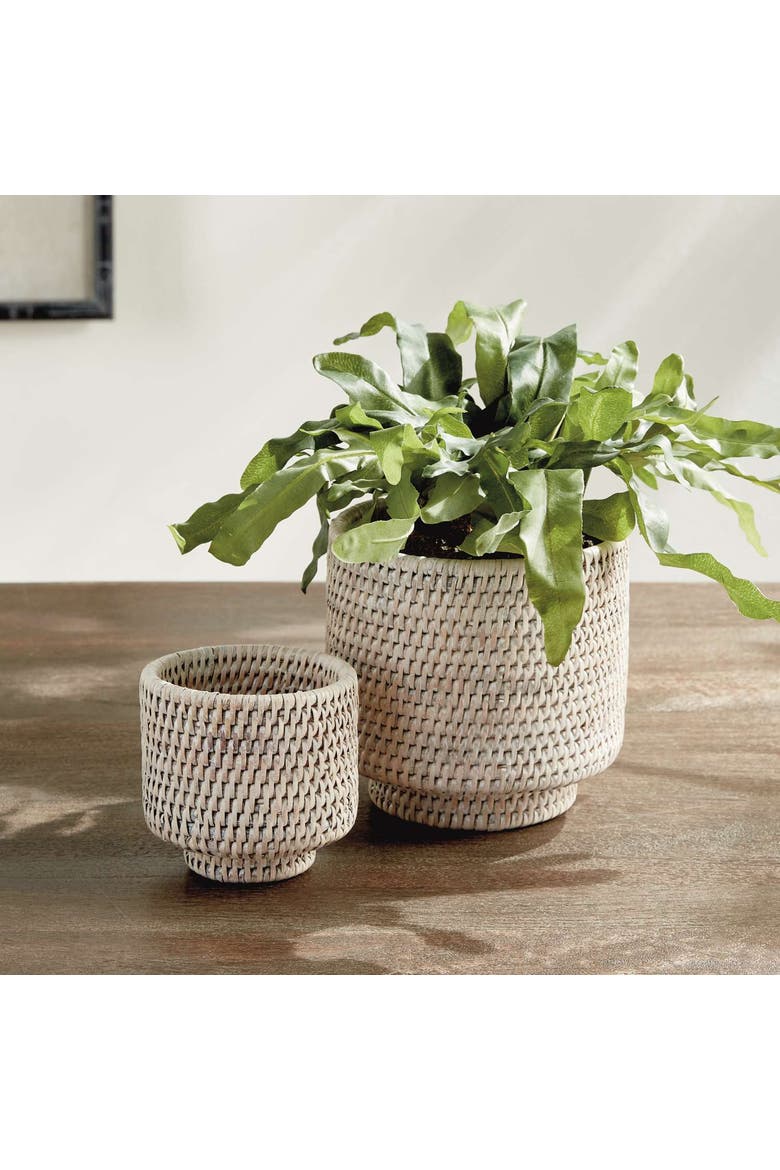 BURMA RATTAN CACHEPOTS SMALL Set of 2, Alternate, color, White