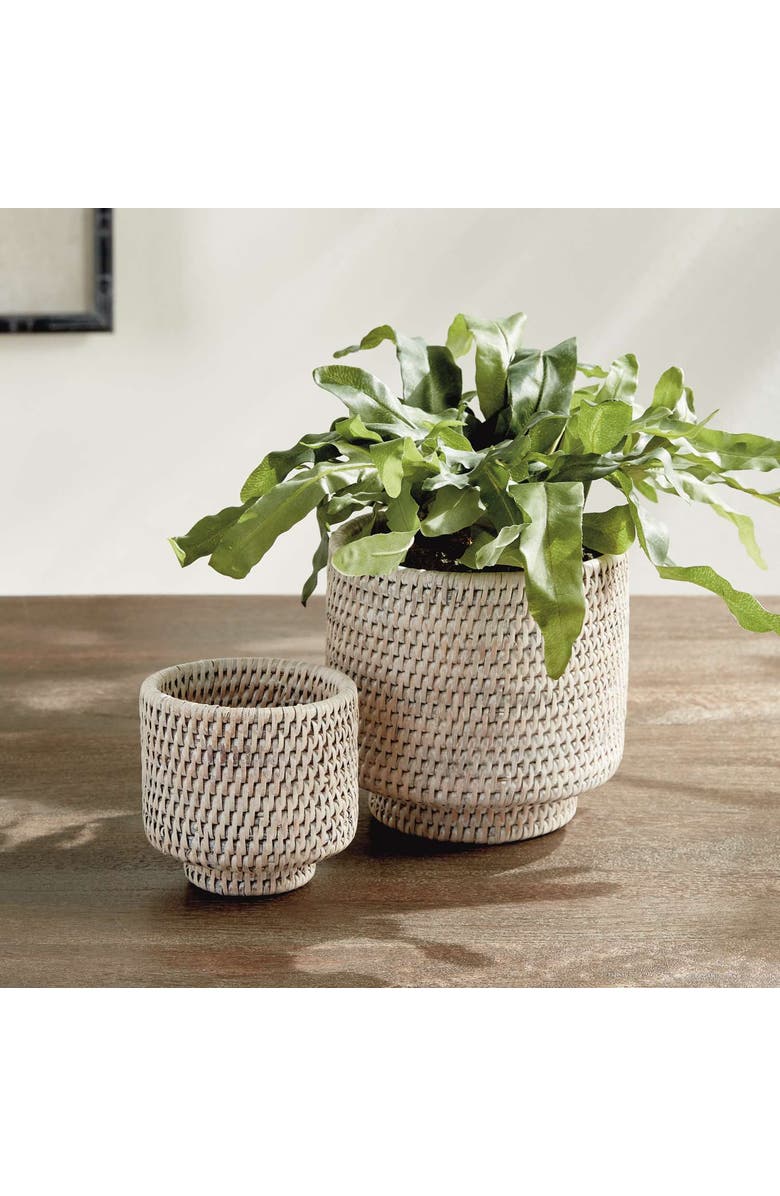 Napa Home & Garden BURMA RATTAN CACHEPOTS SMALL Set of 2, Alternate, color, White