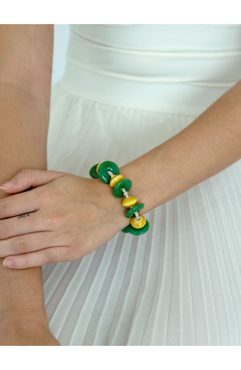 By Lilla Samba Capsule Bracelet Hair Tie, Alternate, color, Green And Yellow