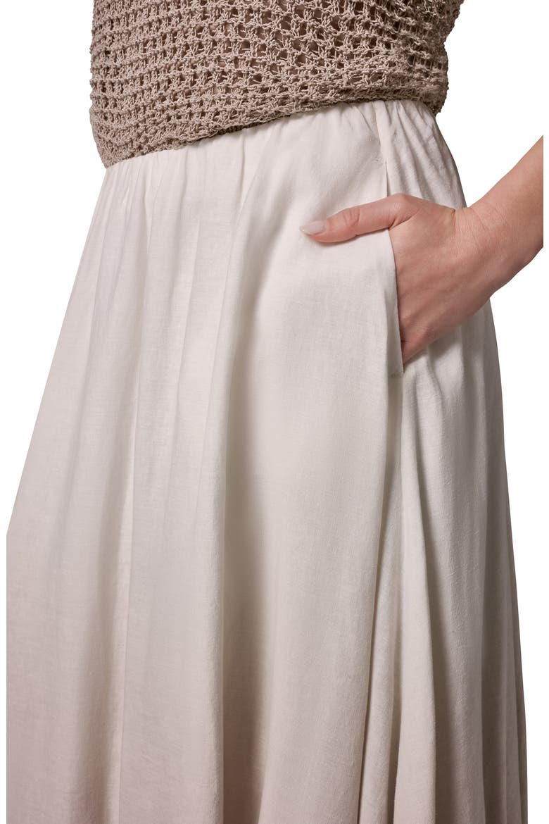 Dip Dye Bubble Hem Linen Blend Midi Skirt, Alternate, color, SANDSTONE
