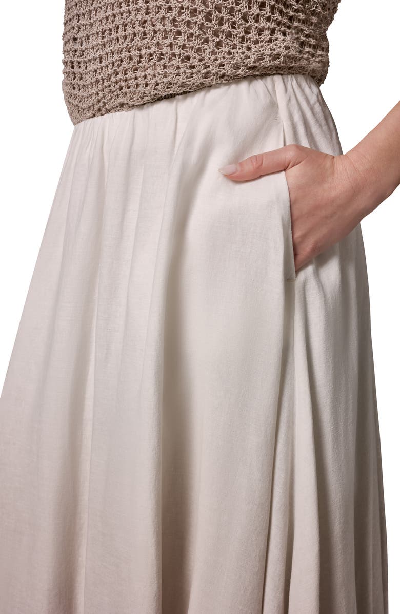 Donna Karan New York Dip Dye Bubble Hem Linen Blend Midi Skirt, Alternate, color, Sandstone