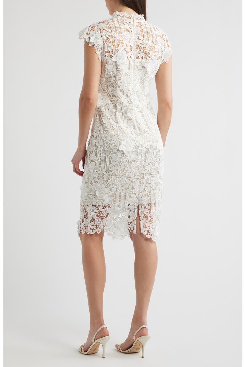 Floral Appliqué Lace Sheath Dress, Alternate, color, IVORY
