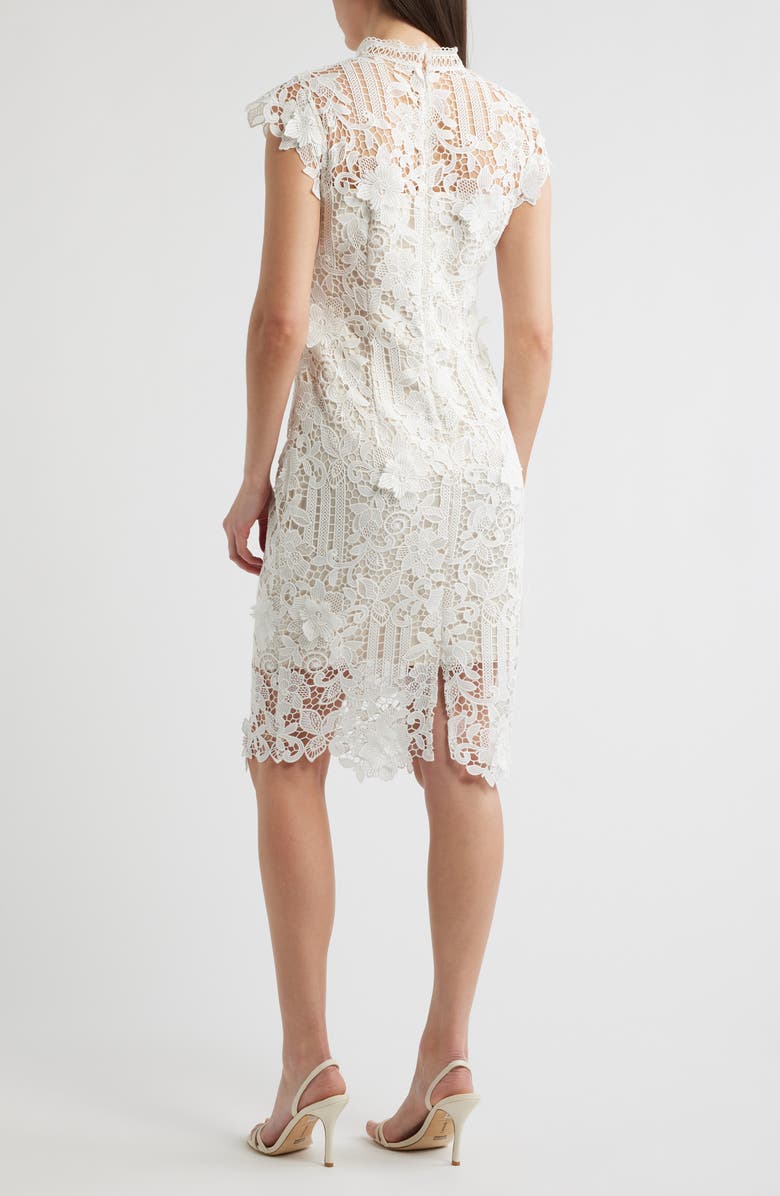 Eliza J Floral Appliqué Lace Sheath Dress, Alternate, color, Ivory