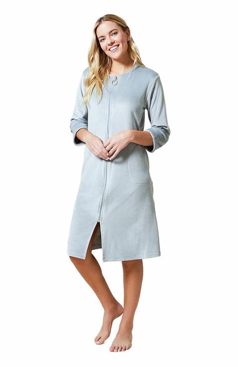 Serenity 3/4 Sleeve Short Zip Robe