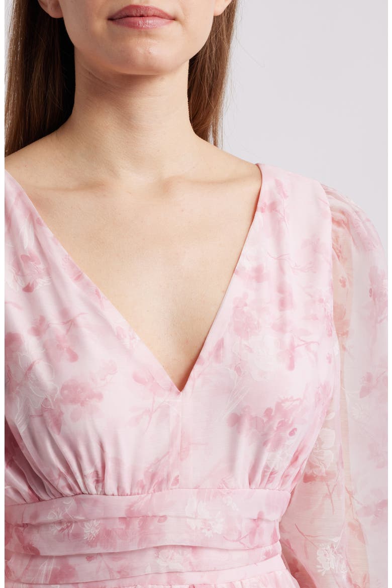 Amanda Floral Tiered Chiffon Midi Dress, Alternate, color, FALLING FLOWERS