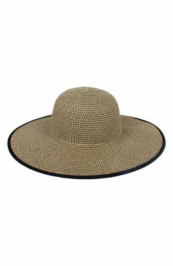 David & Young DAVID AND YOUNG Marled Straw Ponytail Floppy Hat