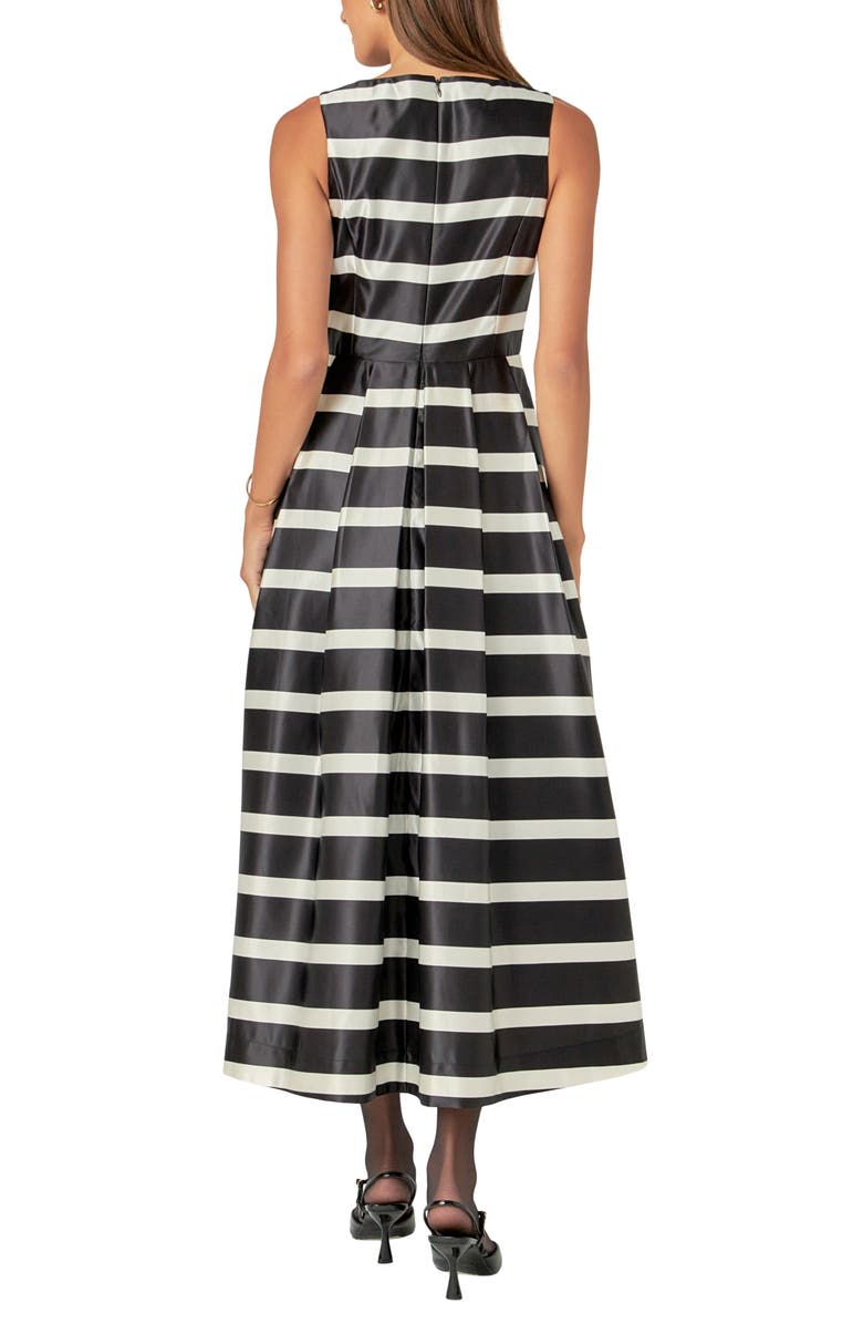 English Factory Stripe Sleeveless Midi Dress, Alternate, color, Black/White
