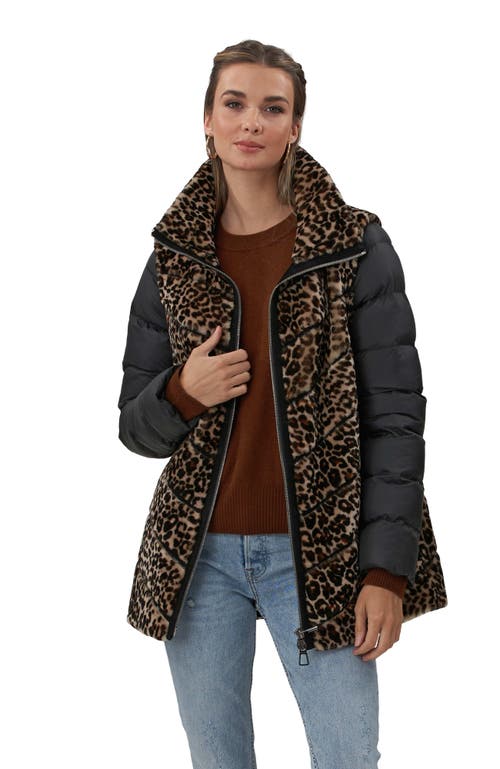 Gorski Shearling Lamb Chevron Jacket With Detachable Horizontal Quilted Sleeves In Animal Print