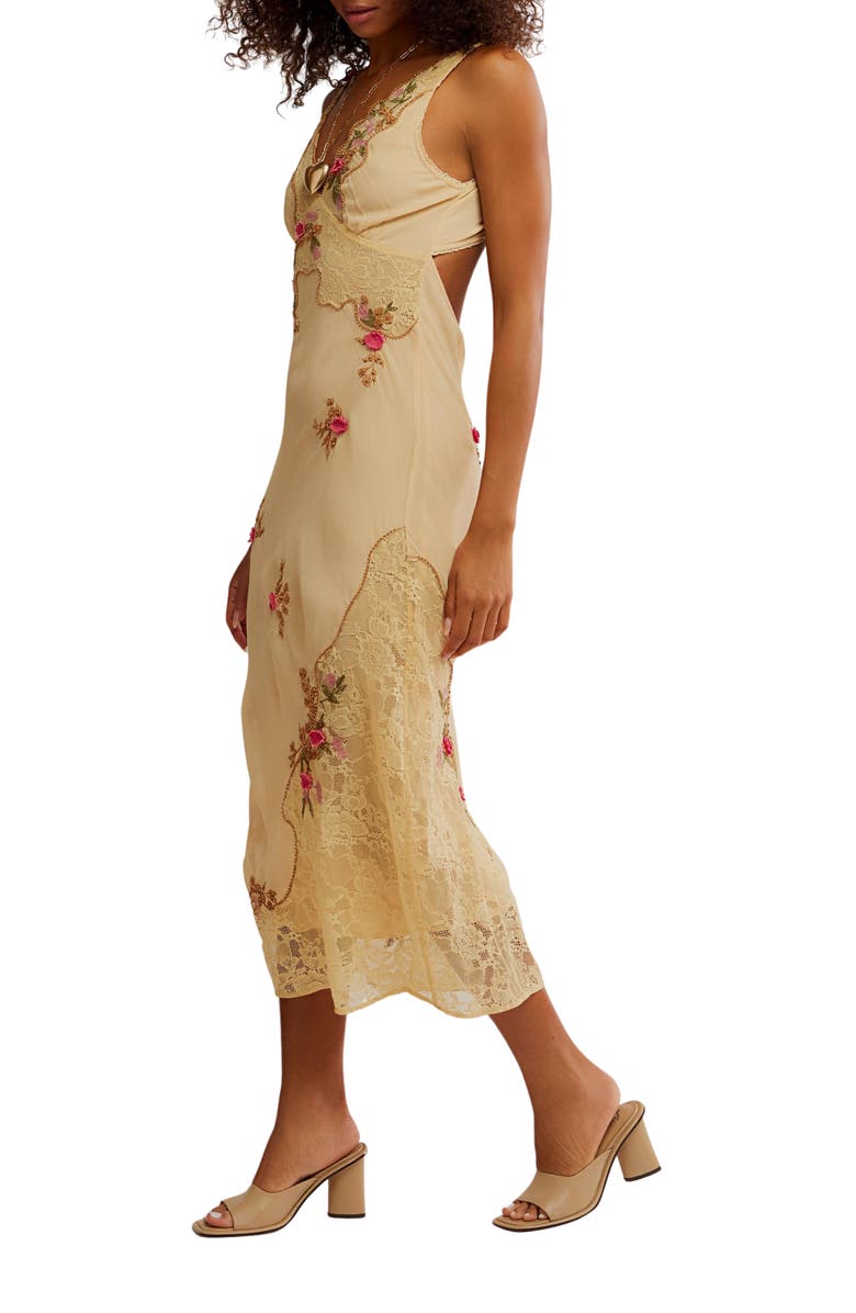 Free People Meet Again Midi Dress, Alternate, color, Beige