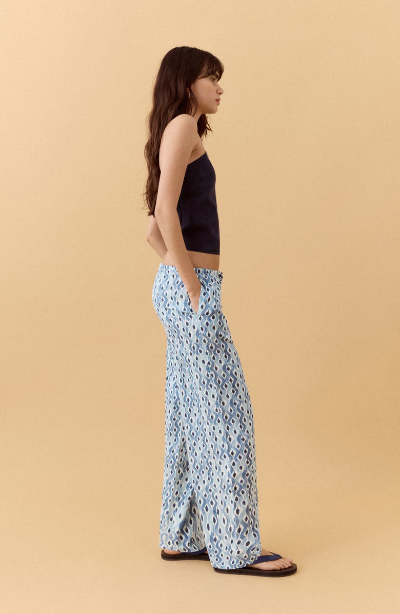 MANGO TEEN High Waist Abstract Print Pants, Alternate, color, Sky Blue