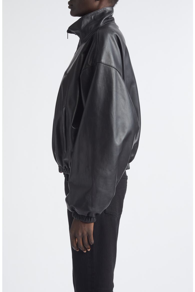 Leather Bomber Jacket, Alternate, color, 1000 BLACK
