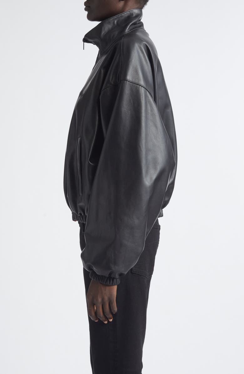 Balenciaga Leather Bomber Jacket, Alternate, color, 1000 Black