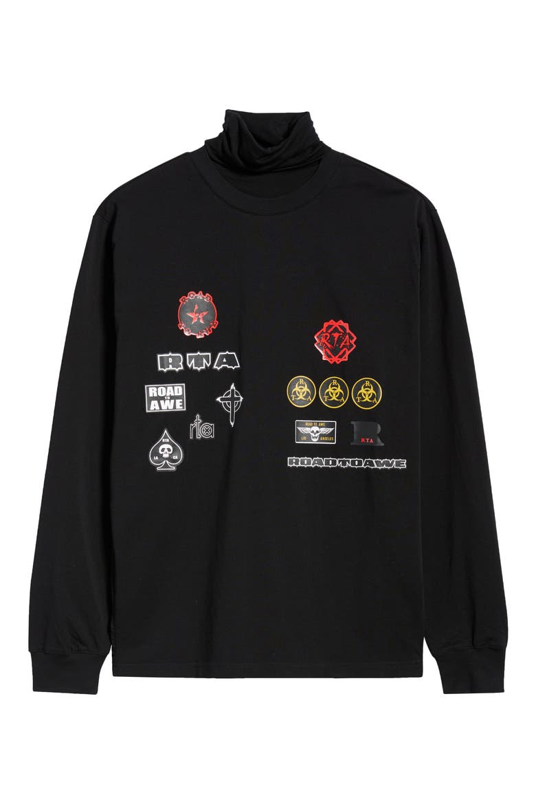 Alexander Graphic Military Patch Turtleneck, Alternate, color, BLACK MILITARY PATCH