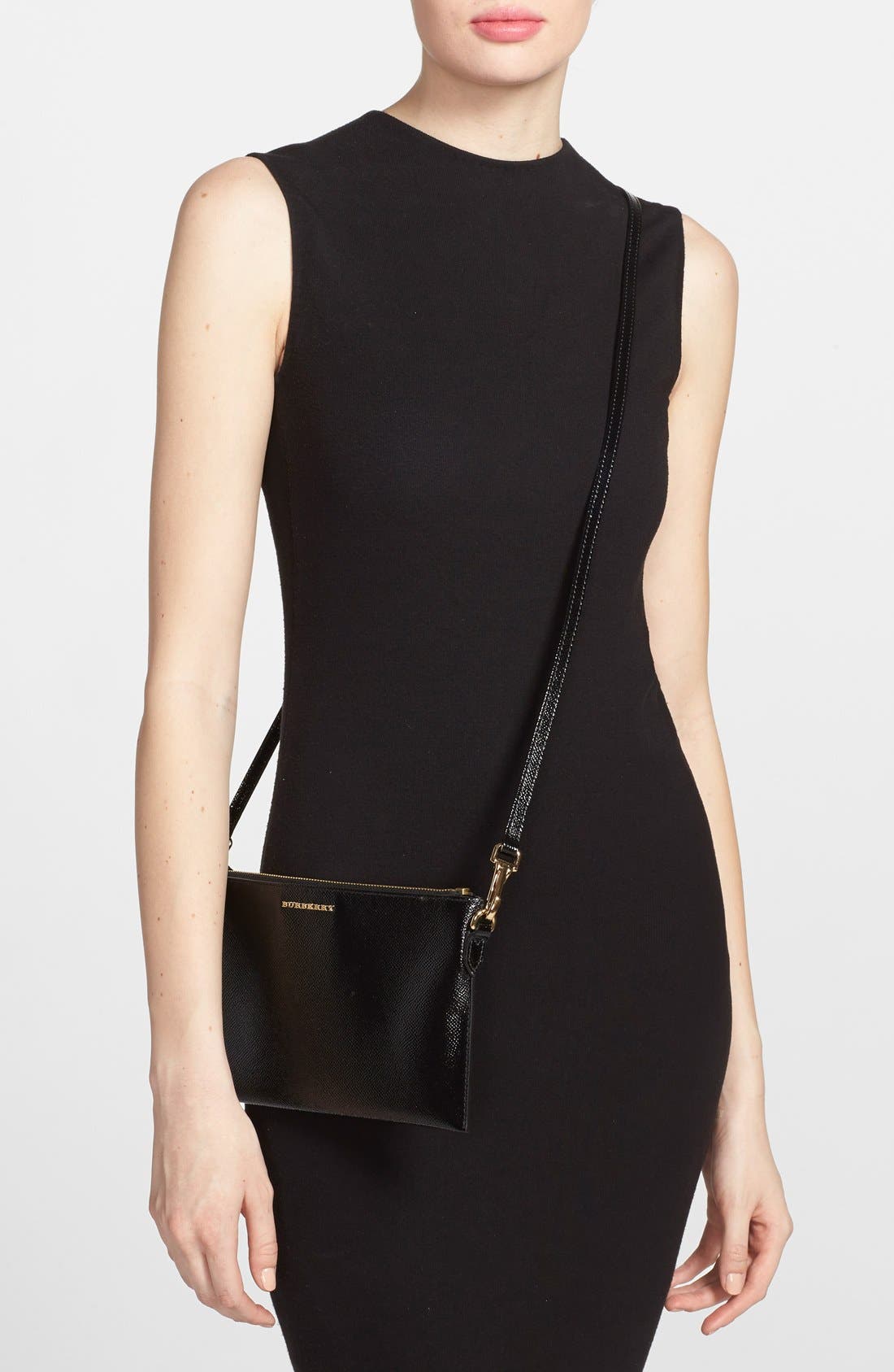'Peyton - London Leather' Crossbody Bag, Alternate, color, BLACK