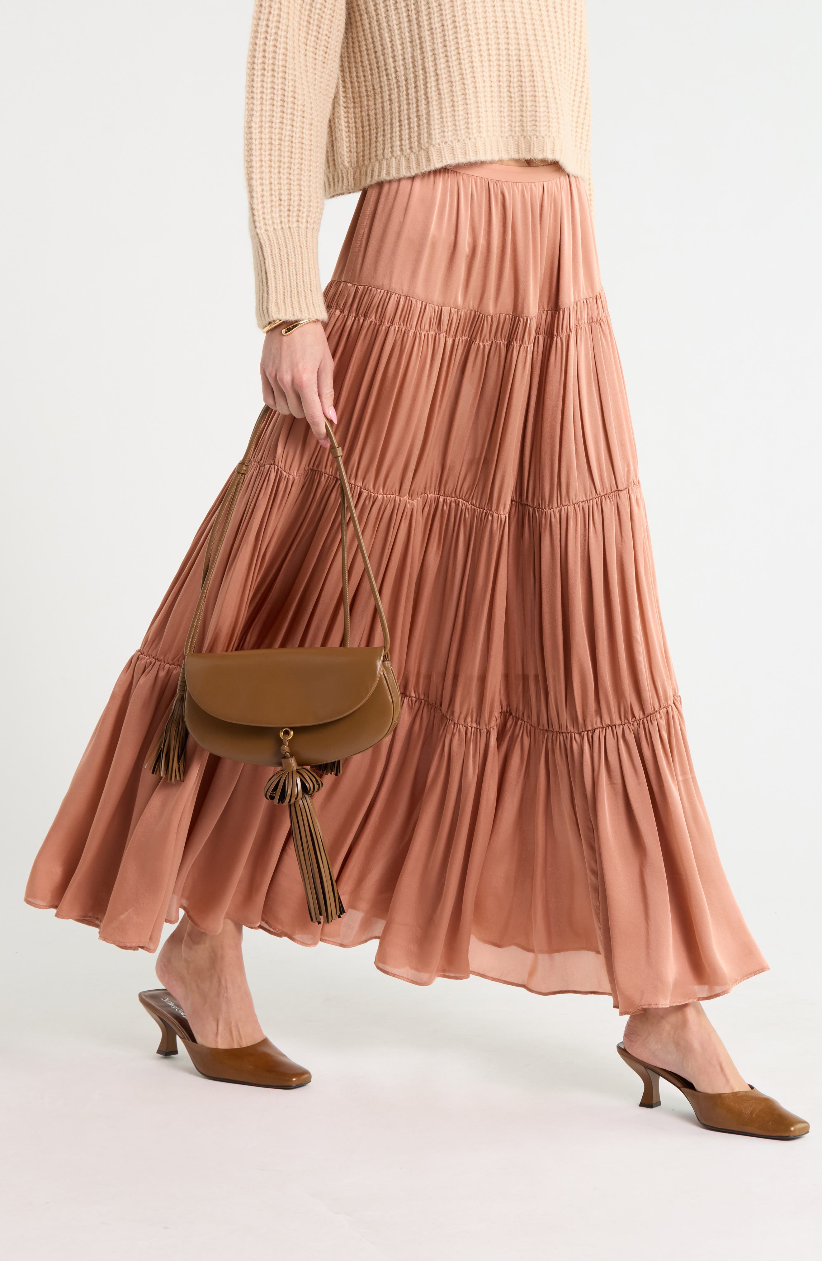 Gaelle Silk Maxi Skirt